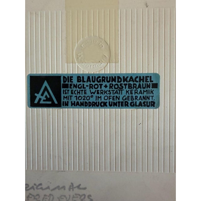 Mid-Century Modern Vintage Alfred Evers Lübeck Blue Ceramic Tile Art Niederegger Marzipan For Sale - Image 3 of 5