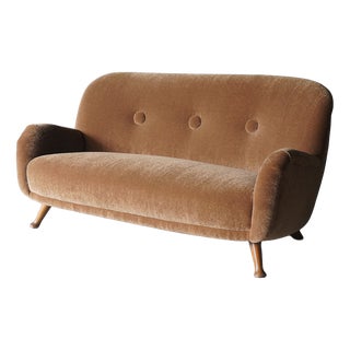 3-Seater Sofa from Berga Mobler with Brown Mohair Upholstery from Pierre Frey, Denmark, 1940s For Sale