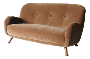 3-Seater Sofa from Berga Mobler with Brown Mohair Upholstery from Pierre Frey, Denmark, 1940s