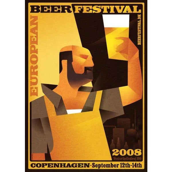 Mid-Century Modern Danish Modern Poster, European Beer Festival For Sale - Image 3 of 3