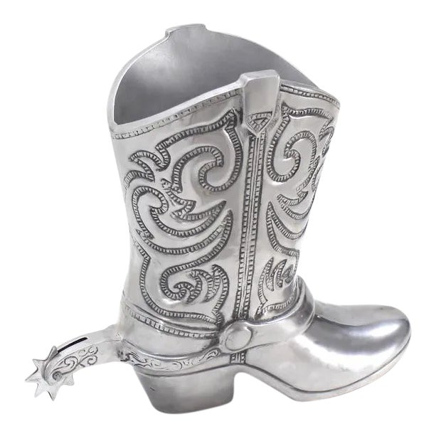 Large Cast Metal Western Boot Vase For Sale - Image 10 of 10
