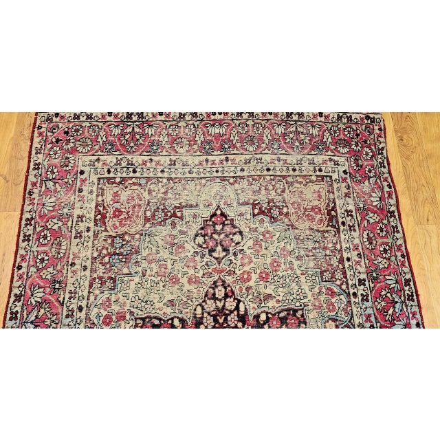 19th Century Persian Kerman Lavar Rug, Hand-Knotted Wool, Floral Patter, Red & Ivory, 5x7 For Sale - Image 11 of 18