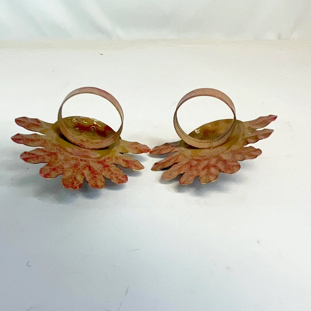 Vintage Boho Chic Americana Arts & Crafts Enameled Tole Turkey Napkin Ring - Set of 8, Thanksgiving For Sale - Image 9 of 11