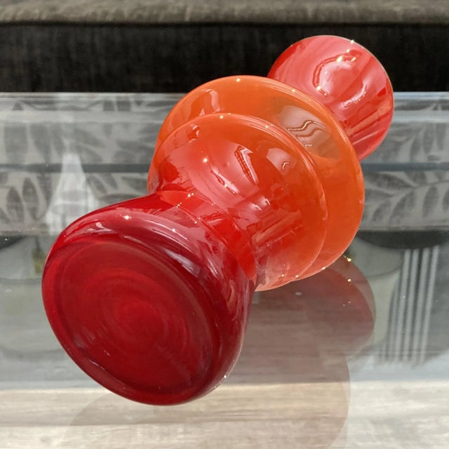 Glass Vintage Red/White Cased Glass, Scandinavian Hooped Vase For Sale - Image 7 of 8