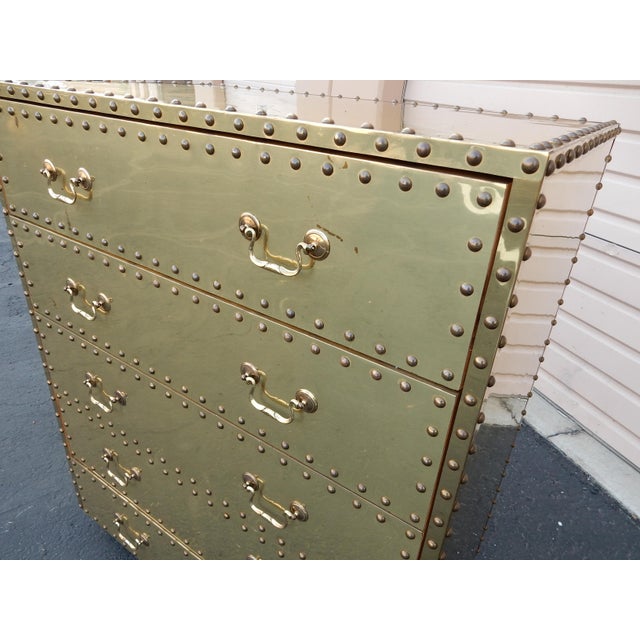 1970s Vintage Brass Clad Chest of Drawers by Sarreid of Spain For Sale - Image 5 of 11