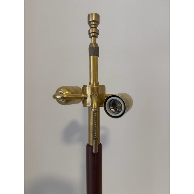 Traditional Brass and Leather Ralph Lauren for Visual Comfort Lamp For Sale - Image 3 of 6
