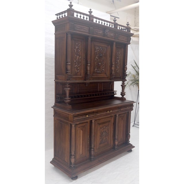 Very Fine French Carved Walnut Gallery Top Buffet Sideboard Cupboard MINT! For Sale - Image 6 of 18