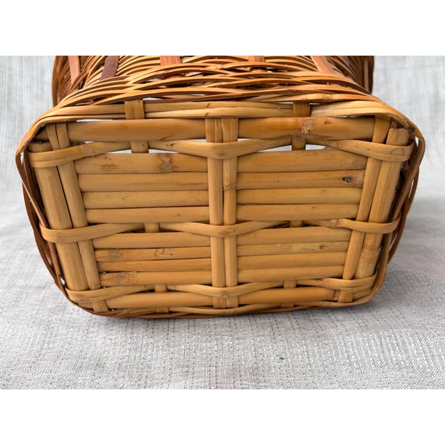 Beige Vintage Natural Wicker and Rattan Basket For Sale - Image 8 of 12