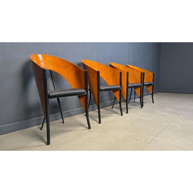 Wood Postmodern Spanish Dining Chairs from Philippe Starck, 1980s, Set of 4 For Sale - Image 7 of 13