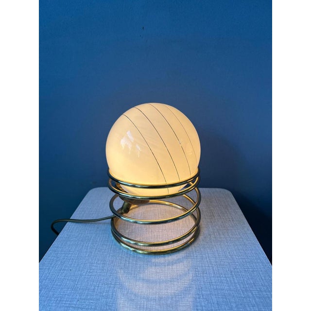 Hollywood Regency Mid-Century Hollywood Regency Eyeball Table Lamps in Opaline Glass, Set of 2 For Sale - Image 3 of 11