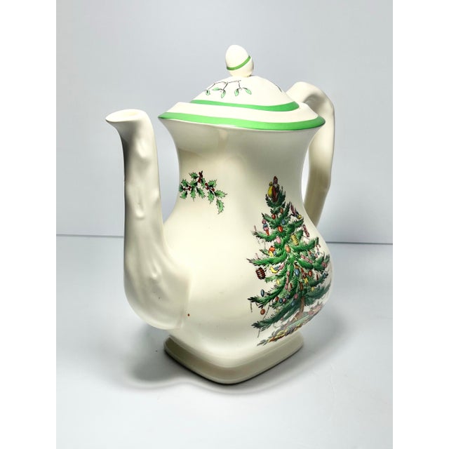 Contemporary 1980s Spode “Christmas Tree” Ceramic Coffee Pot & Lid For Sale - Image 3 of 7