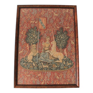 Vintage Framed Reproduction of "The Lady With the Unicorn" Tapestry For Sale