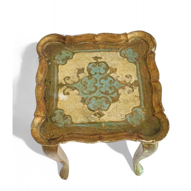 1950s 18th Century Florentine Rococo Revival Italian Gilt Accent Side Table, 1950s For Sale - Image 5 of 14