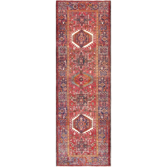 Vintage Karajeh Lamb's Wool Area Rug, 3' 7" X 11' 0", Rust For Sale - Image 4 of 4