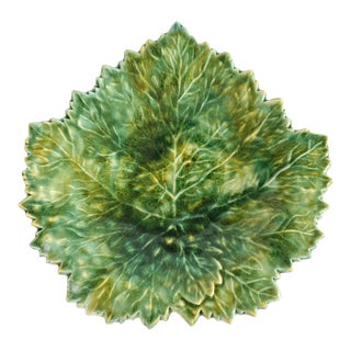 Vintage Maple Leaf Faïencerie D’art De La Sorue Faïence Majolica Plate For Sale