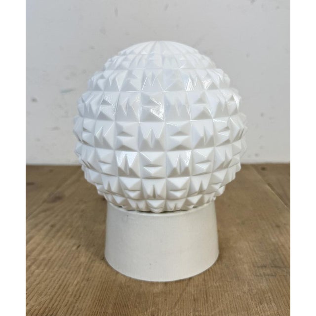 Industrial Vintage White Porcelain Ceiling Light, 1970s For Sale - Image 3 of 9