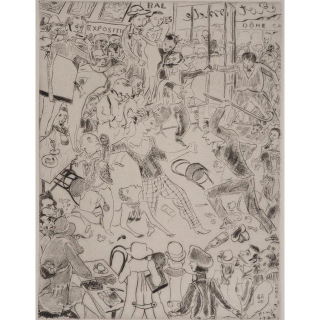 Léonard Tsuguharu Foujita, The Rotonde Café, Original Signed Engraving For Sale - Image 6 of 6