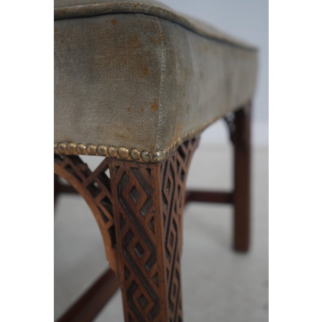 Textile Antique Chippendale Style Upholstered Side Chair For Sale - Image 7 of 12