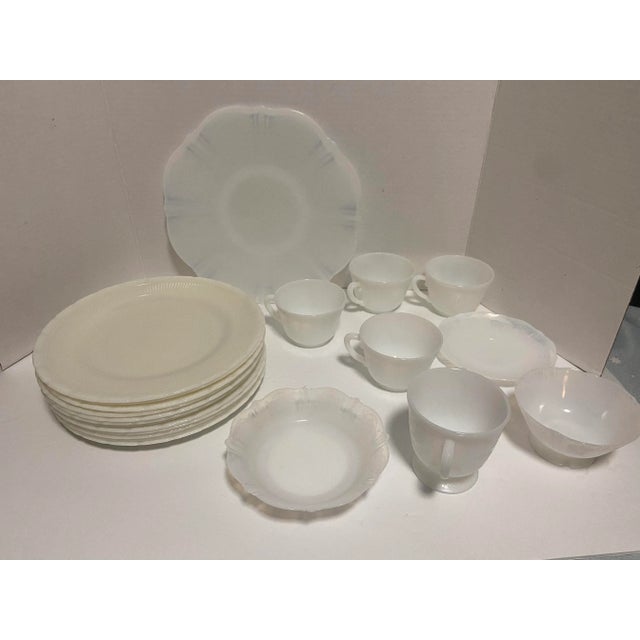 White Vintage MacBeth Evans Sweetheart Monax Oxford Plate Cup Saucer Dinnerware Set- 21 Pieces For Sale - Image 8 of 12