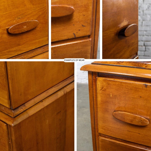 1930s to 1950s Transitional Solid Maple Tall Chest of Drawers With Hand Carved Pulls For Sale - Image 13 of 18