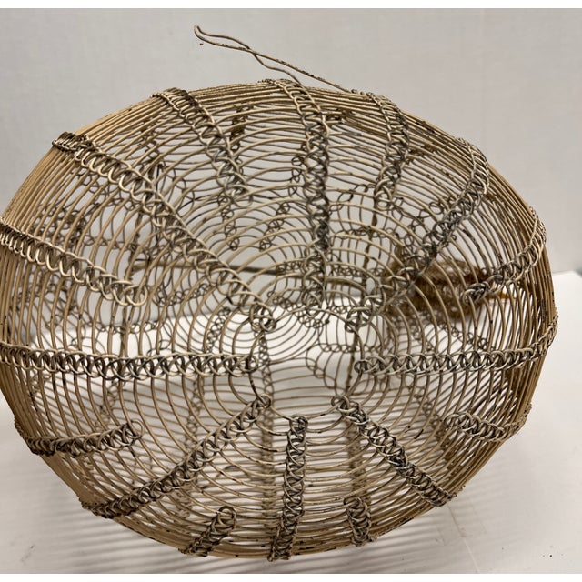 Vintage Wire Folk Art Rooster Egg Basket For Sale - Image 9 of 9