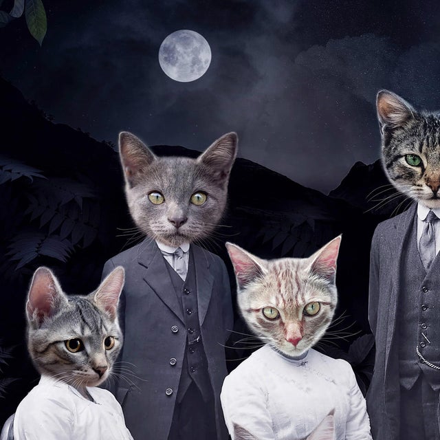 Contemporary Never forget the Forest - Cats by Marcin and Kate Owczarek | Digital Art of people with cat heads For Sale - Image 3 of 5