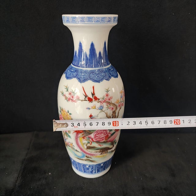 Chinese Ceramic Vase,Famille Rose Porcelain Vase Hand Painted Flowers and Birds Pattern For Sale - Image 9 of 12