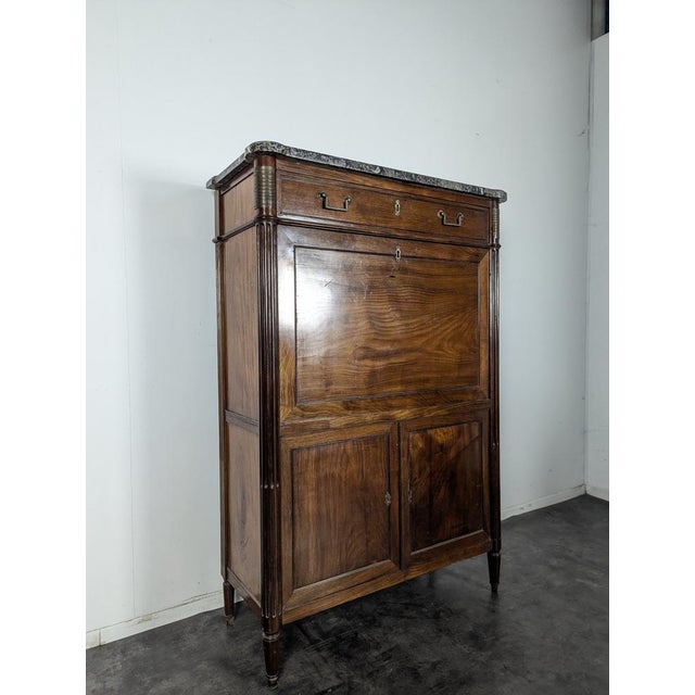 Louis XVI Mahogany Secretary Topped with a Ste Anne Marble Slab, in Very Good conditions. Up to 250V (Europe/UK...