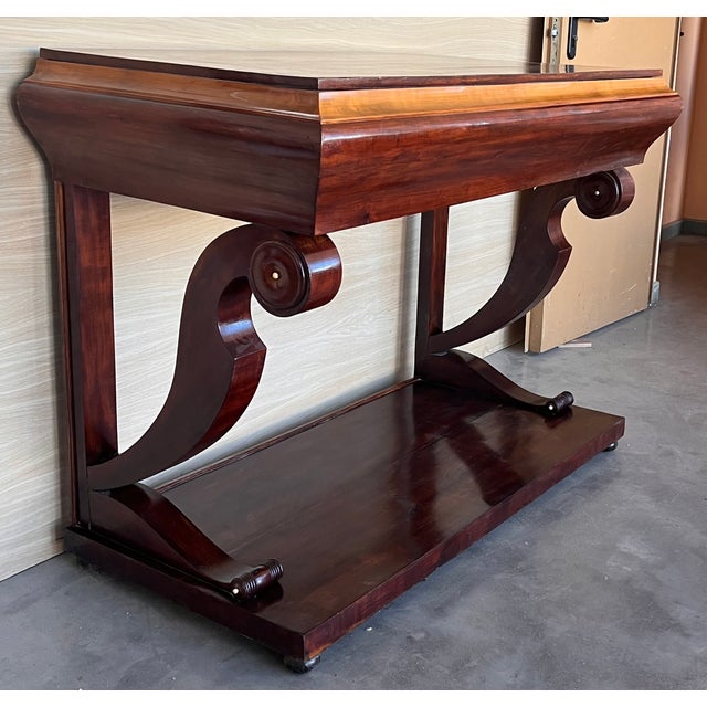 Early Biedermeier Period Walnut Console Table With Drawer, Austria, Circa 1830 For Sale - Image 4 of 11