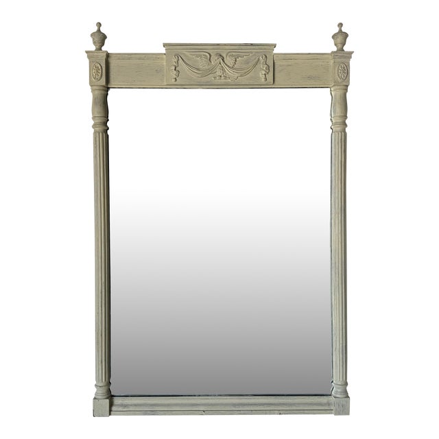 Vintage French Neoclassical - Style Painted Wood Wall Mirror For Sale