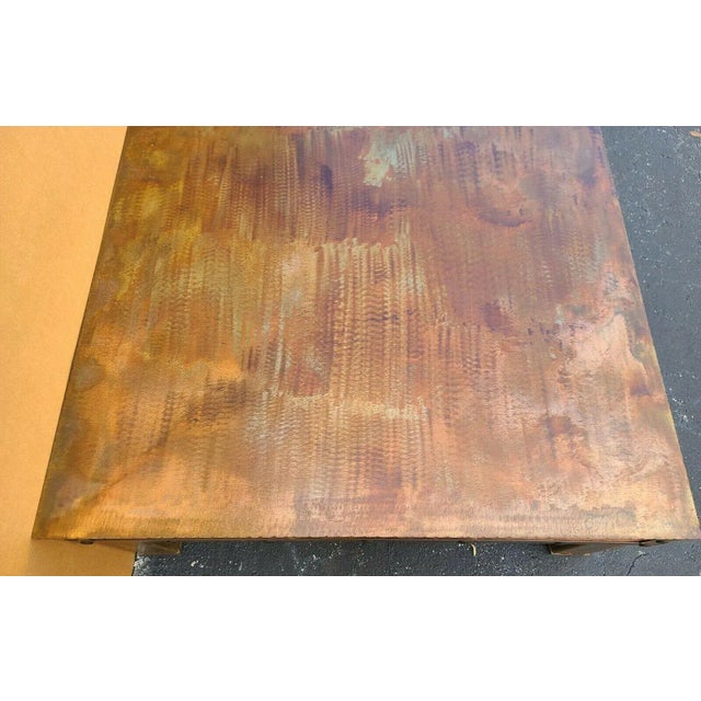 Copper Coffee Cocktail Table 73" For Sale - Image 4 of 12