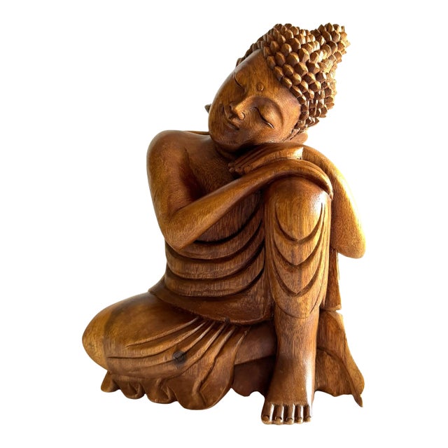 Wood Carving of "Resting Buddha" From Bali For Sale
