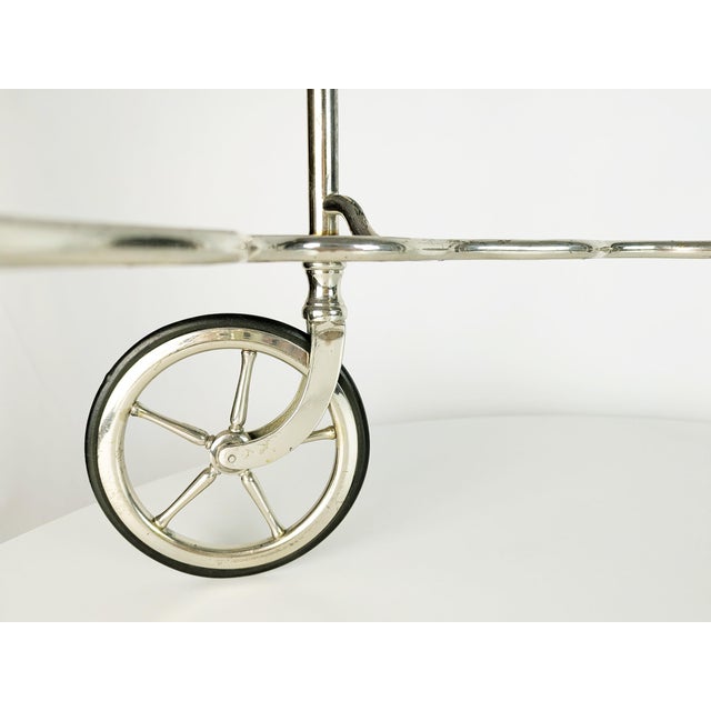 Mid-Century Italian Silver Plated Metal Trolley with Removable Trays by Carlo Mozzoni For Sale - Image 6 of 15