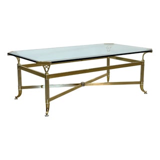 Vintage Brass and Glass Coffee Table, 1980s For Sale