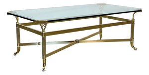 Vintage Brass and Glass Coffee Table, 1980s
