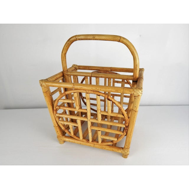 Vintage natural Bamboo Asian motif magazine rack. Excellent condition. Dimensions: 15"L x 11.5"D x 13"H; 20"H to top of...
