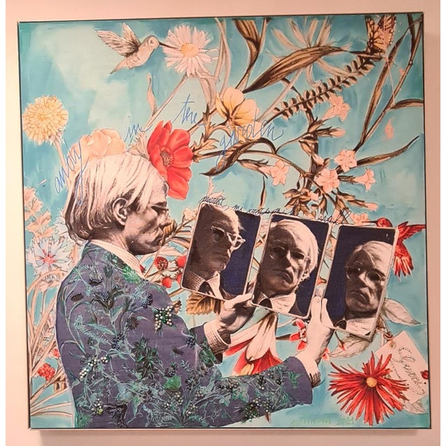 Composition with Andy Warhol, 2000s, Mixed Media Canvas Print For Sale - Image 3 of 16