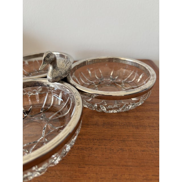 Glass Vintage Glass and Stainless Steel Appetizer Platter, 1970s For Sale - Image 7 of 13