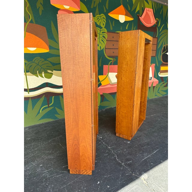 Wood Founders Mid Century Walnut and Glass Display Cabinets Pair For Sale - Image 7 of 12