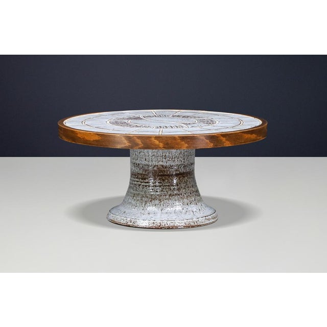 Ceramic Coffee Table with Sculptural Pedestal Base from Vallauris, 1960s For Sale - Image 3 of 15