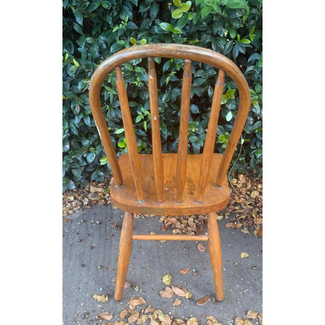 1960s Vintage Windsor Wooden Spindle Back Chairs – Pair For Sale - Image 4 of 5