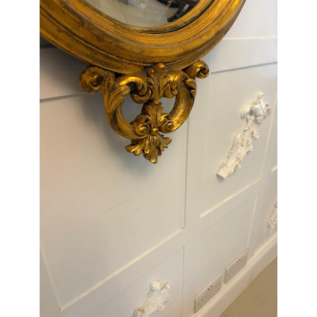 1920s Antique Regency Style Giltwood Convex Girandole Wall Mirrors, 1920, Set of 2 For Sale - Image 5 of 12