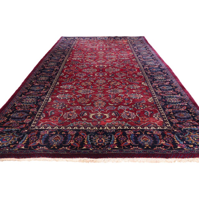 Victorian Signed Antique Persian Mashhad Rug, 04'11 X 10'11 For Sale - Image 3 of 11