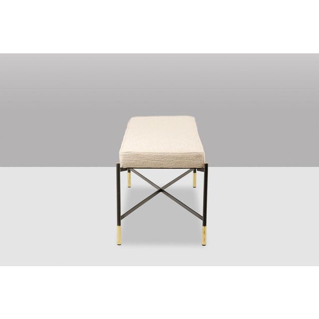 Set of White Benches in Lacquered and Gold Metal, 2000s For Sale - Image 4 of 8