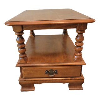 Vintage Ethan Allen Solid‑wood Side Table For Sale