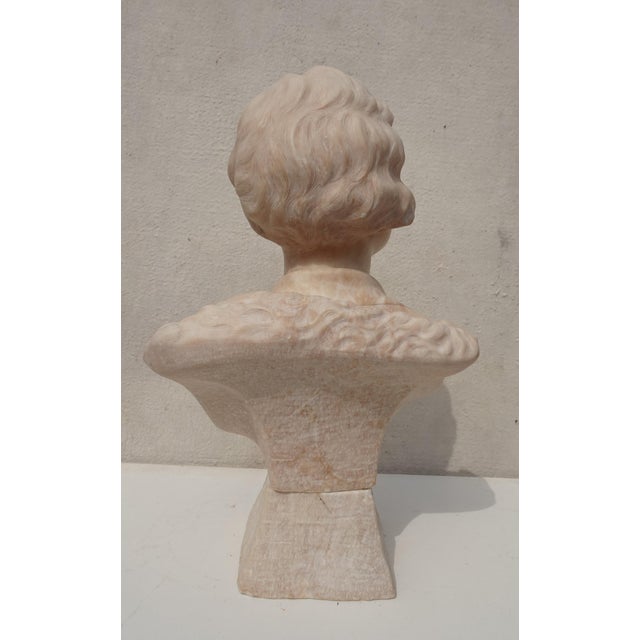 Italian Artist, Large Art Deco Carved Bust of Woman, 1920s-1940s, Alabaster For Sale - Image 9 of 18