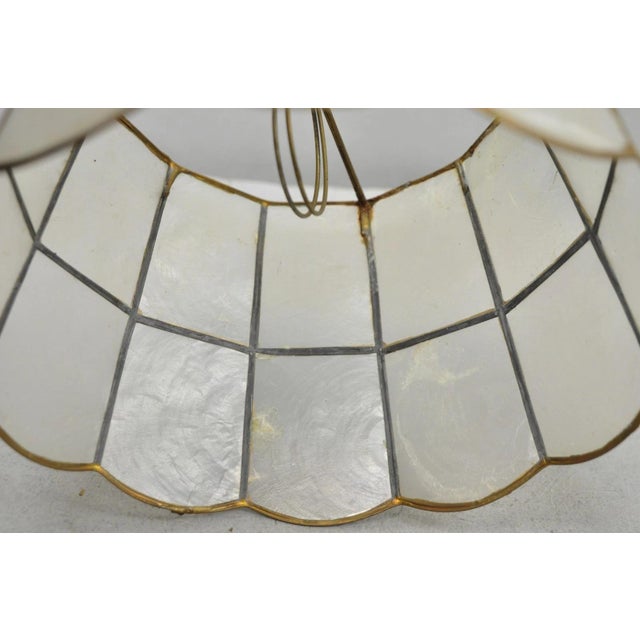 Vintage Italian Hollywood Regency Capiz Shell Gold 8.5" Round Clip on Lamp Shade For Sale - Image 13 of 18