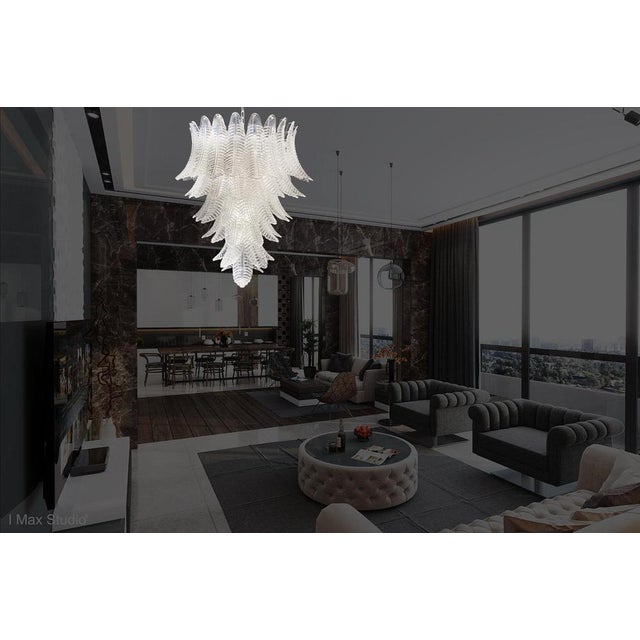Large Italian Murano Felci Glass Chandelier with 75 Clear Glasses, 1990s For Sale - Image 15 of 18