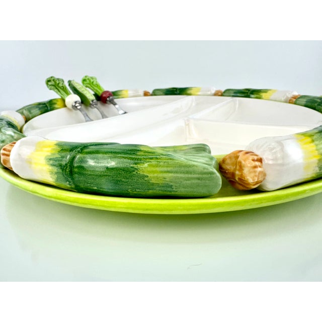 Rustic European Vintage Stafford Japan Ceramic Serving Platter & Utensils- 4 Pieces For Sale - Image 3 of 12