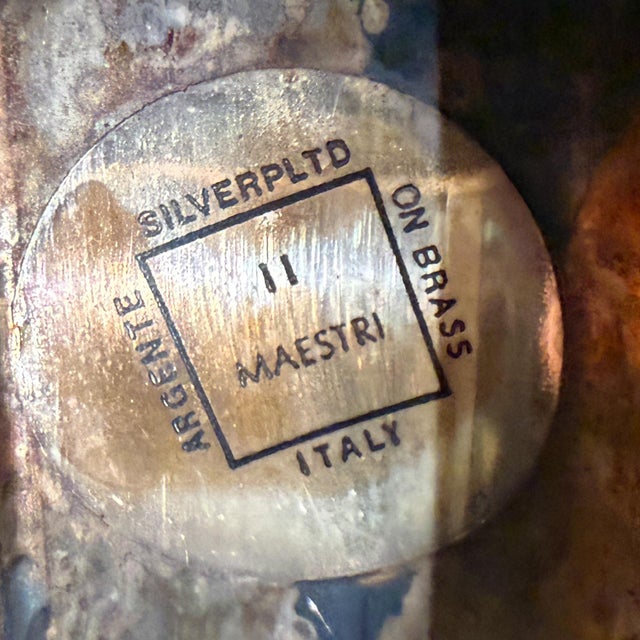 Modernist Silver Plated & Black Melamine Serving Tray Italy Argente For Sale - Image 9 of 9